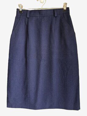 COUNTERPARTS Midi Pencil Skirt Women's 6P Lined Academia Dk Navy Good Condition